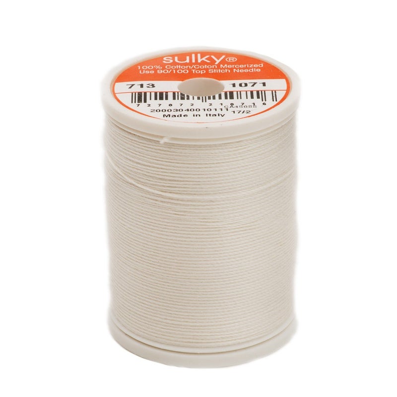 Sulky Of America 660d 12wt 2-Ply Cotton Thread 330 yd أبيض فاتح